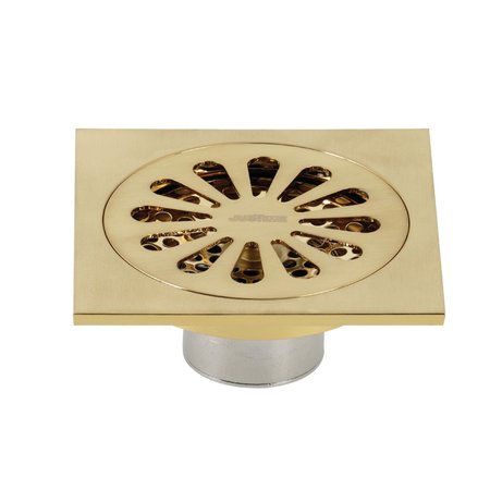 KINGSTON BRASS BSF4161BB Watercourse Sunburst 4" Square Grid Shower Drain, Brass BSF4161BB